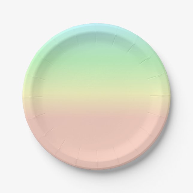 Ombre Rainbow Abstract Pastel Pink Pattern Paper Plate (Front)