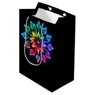 OMBRE RAINBOW COLORED WINTER SNOWFLAKE MEDIUM GIFT BAG
