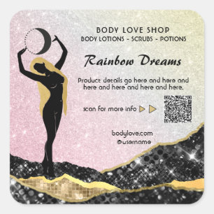 *~* Ombre Rainbow Goddess Intention Spell AP24 S Square Sticker