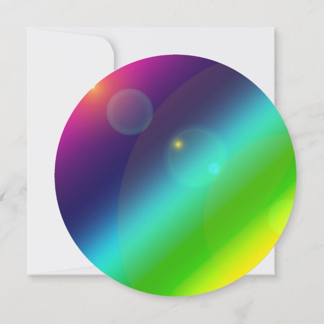 ombre rainbow Invitation Circle (Back)