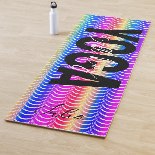 Ombre Rainbow Pattern Personalised Name Yoga Mat