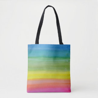 Ombre Rainbow Watercolor Print Tote Bag