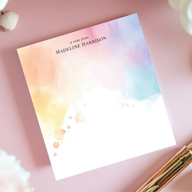 Ombre Rainbow Watercolor Wash Personalised Name Notepad (Creator Uploaded)