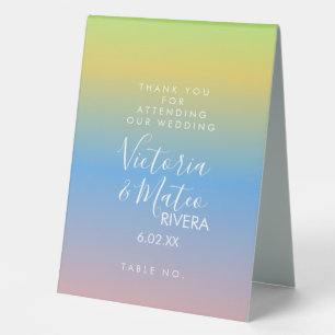 Ombre Rainbow Yellow Blue Pink Wedding  
