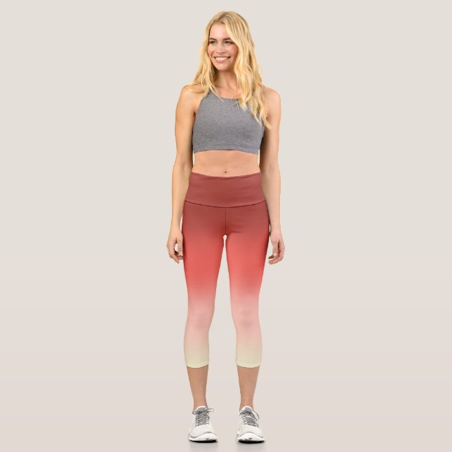 Ombre Red and Pink Capri Leggings (Front)