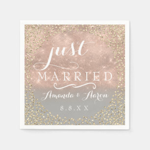 Ombre Rose Gold Confetti Wedding Just Married Napkin