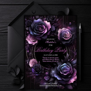 Ombré Roses Birthday Party Invitation, Elegant  Invitation