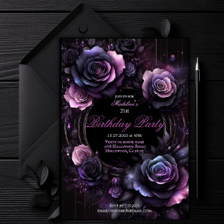 Ombré Roses Birthday Party Invitation, Elegant Invitation