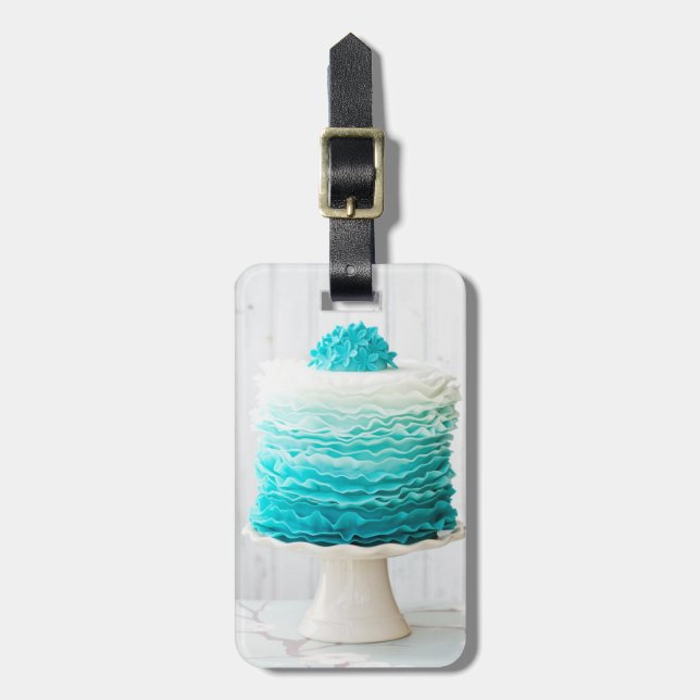 Ombre ruffle cake luggage tag (Front Vertical)