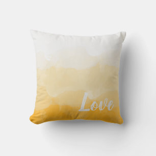 Ombre Saffron and Sunlight Yellow Love Gradient Cushion