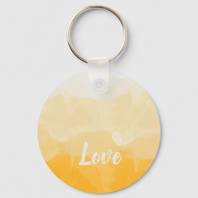 Ombre Saffron and Sunlight Yellow Love Gradient Key Ring (Front)