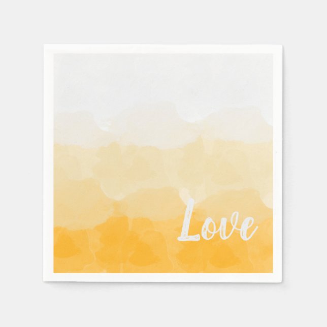 Ombre Saffron and Sunlight Yellow Love Gradient Napkin (Front)