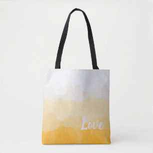 Ombre Saffron and Sunlight Yellow Love Gradient Tote Bag