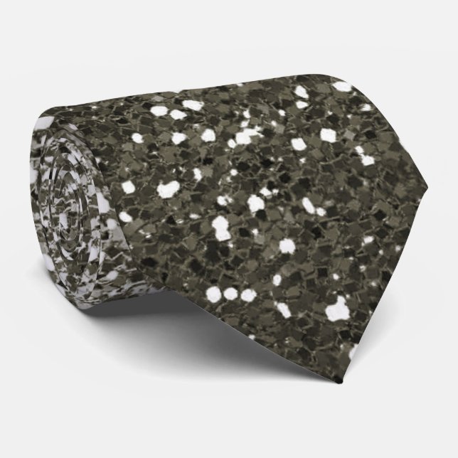 Ombre Silver Glitter Sparkle Elegant Neck Tie (Rolled)