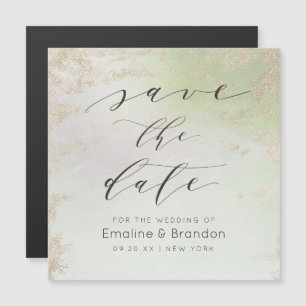 Ombre Spring Green Gold Foil Frosted Save the Date