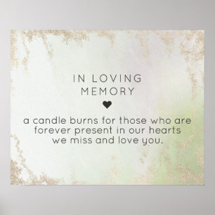 Ombre Spring Green Gold Foil In Loving Memory Sign