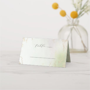 Ombre Spring Green Gold Foil Wedding Table Number Place Card