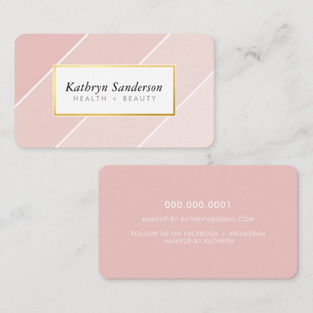 OMBRE STRIPE modern stylish chic cute blush pink Business Card (Front/Back)