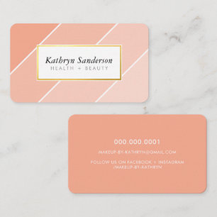 OMBRE STRIPE modern stylish chic cute peach Business Card