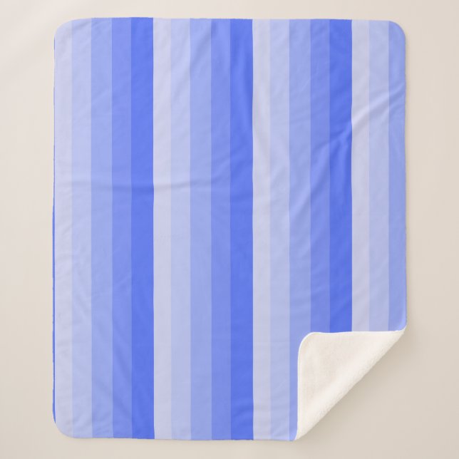 Ombre stripes in periwinkle blue tones sherpa blanket (Front)