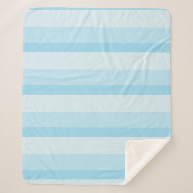 Ombre stripes in turquoise blue tones sherpa blanket (Front)
