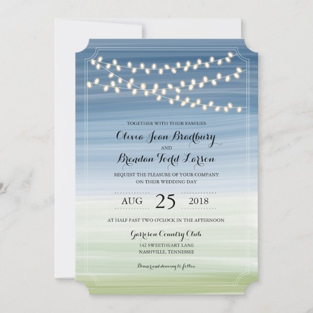 Ombre Summer Night Lights | Wedding Invitation (Front)