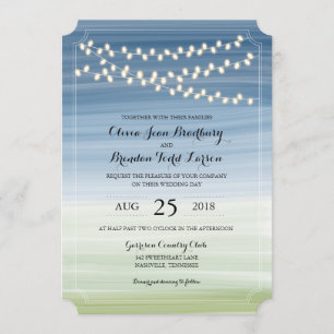 Ombre Summer Night Lights   Wedding Invitation