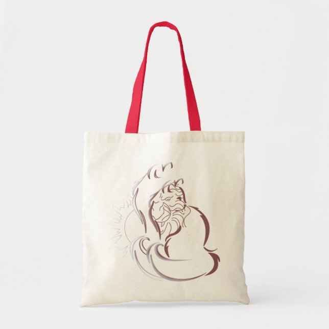 Ombre sun, lion and cat silhouettes tote bag (Front)
