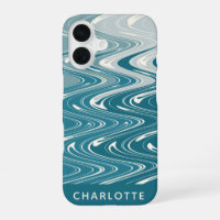 Ombre Teal Blue Abstract Waves Personalised