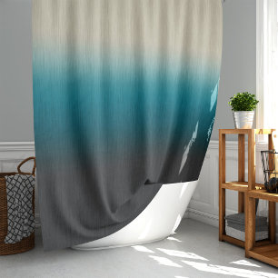 Ombre Teal Green Blue Grey Cream Shower Curtain