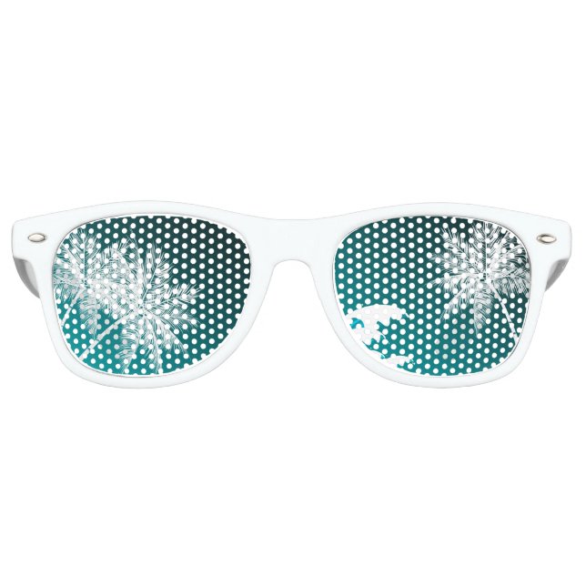 OMBRÉ TEAL TROPICAL PALMS RETRO SUNGLASSES (Front)