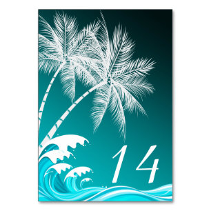 OMBRÉ TEAL TROPICAL PALMS Table Card