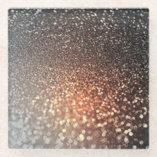 Ombre terracotta copper sparkle shiny glitter glass coaster