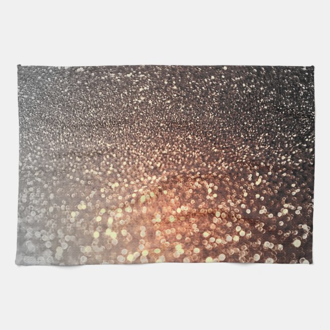 Ombre terracotta copper sparkle shiny glitter tea towel (Horizontal)