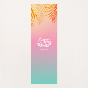 Ombre Tropical Beach Sunset Custom Name Yoga Mat