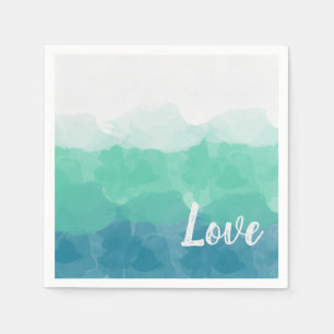 Ombre Turquoise Blue and Neo Mint Love Gradient Napkin