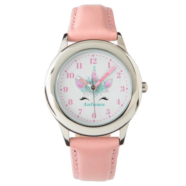 Ombre Unicorn Personalised Custom Kid's Watch (Front)