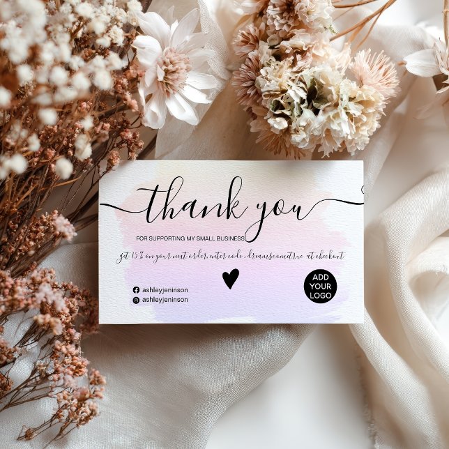 Ombre watercolor brushstroke order thank you business card (Ombre watercolor brushstroke order thank you business card)