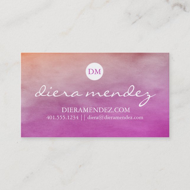 Ombre Watercolor Business Card (Front)