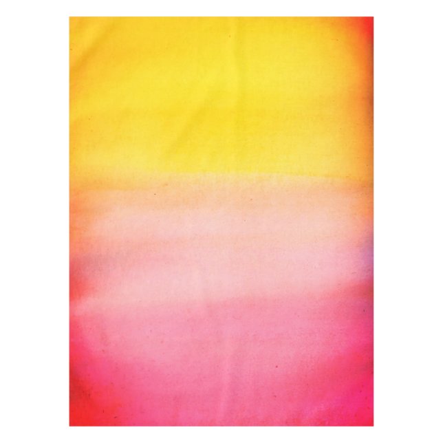 Ombre Watercolor Custom Pink & Yellow Tablecloth (Front)
