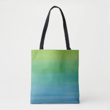 Ombre Watercolor Print Tote Mermaid Colours
