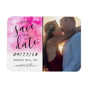 Ombre Watercolor Save The Date Magnet - Pink