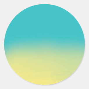Ombre Watercolor Texture - Teal and Yellow Classic Round Sticker