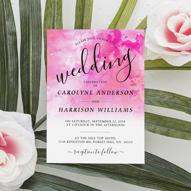 Ombre Watercolor Wedding Invitation - Pink (Creator Uploaded)