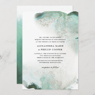 Ombre Watercolor Wedding Invitation Suite GREEN