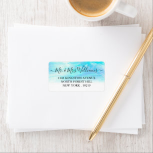 Ombre Watercolor Wedding Labels - Blue