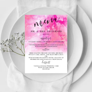 Ombre Watercolor Wedding Menu Cards - Pink