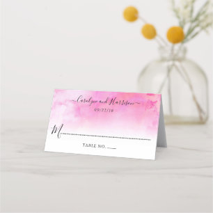 Ombre Watercolor Wedding Place Cards - Pink