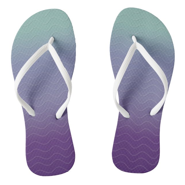 Ombré Waves - Teal & Purple Thongs (Footbed)