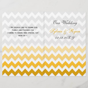 Ombre yellow Chevron folded Wedding program